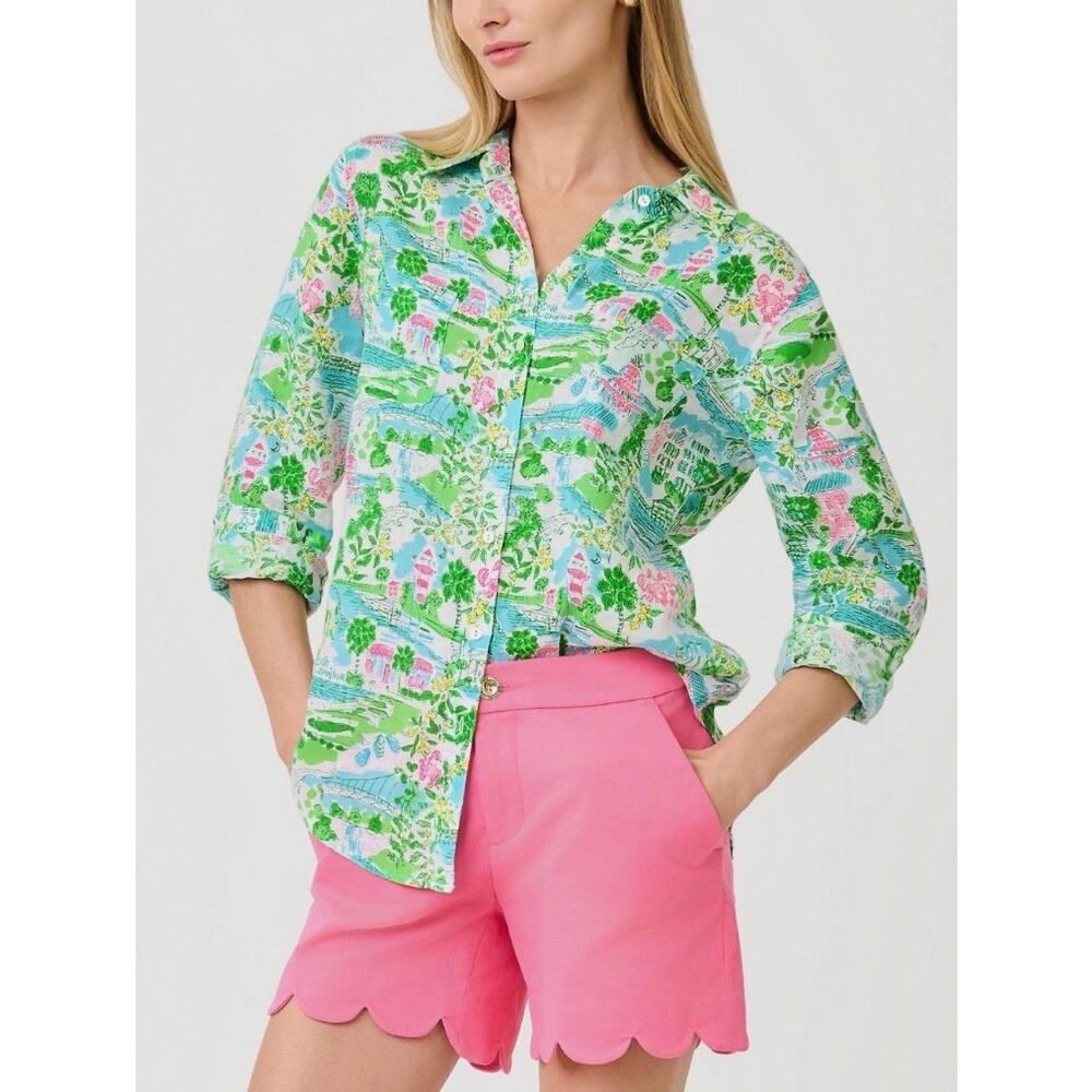 Lilly Pulitzer Sea View Button Down Shirt in South Carolina Sz. S